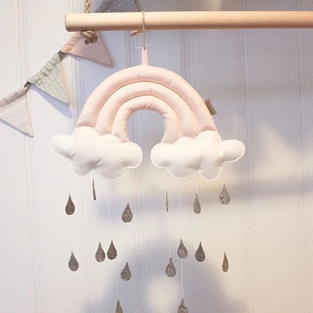 Newborn Cloud Rainbow Raindrop Wall Toys Baby Bed Tent Pendant Crib Hanging Toy Room Ornament Infant Photo Props Accessories